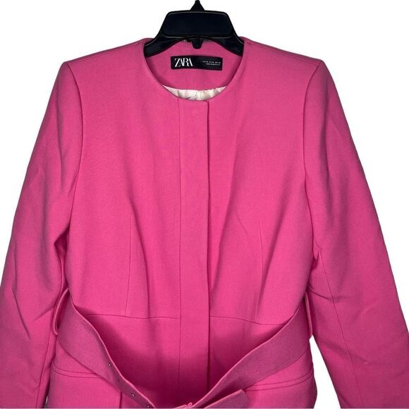 Zara Pink Blogger Favorite Barbiecore Belted Frock Coat Size Medium - Picture 7 of 16